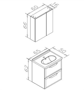 Orka Nuvola 65 cm Beyaz Banyo Dolabı Takımı