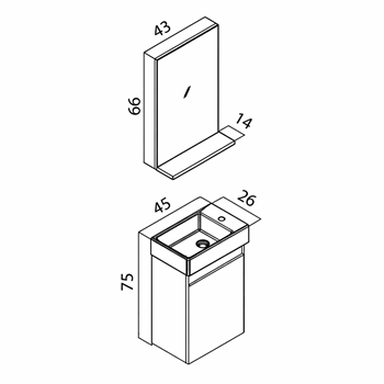 Orka Conza 45 cm Mat Beyaz Banyo Dolabı Takımı, 3009057