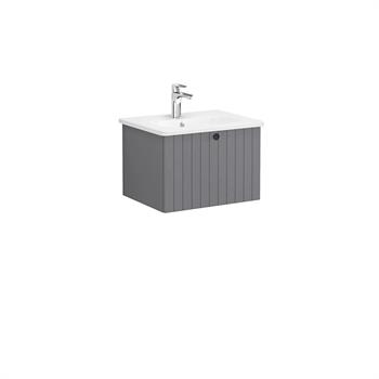 Vitra Root Groove Tek Çekmeceli Lavabo Dolabı 60 Cm Mat Gri (Yuvarlak Lavabo Dahil) 69354