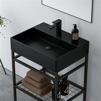Orka Capetown 80 cm Siyah Banyo Dolabı Alt Modül ve Lavabo