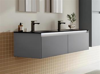 Orka Lisbon 130 cm Gri Banyo Dolabı Alt Modül ve Lavabo