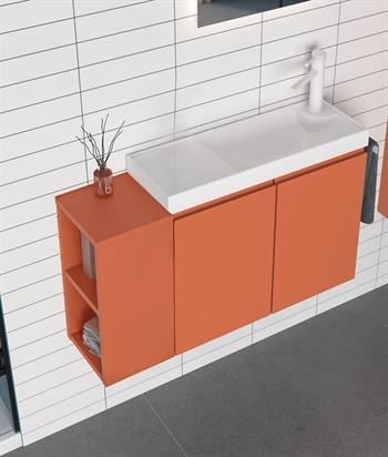 Orka Ferla 80 cm Tarçın Banyo Dolabı Alt Modül ve Lavabo