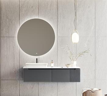 Orka Biella 140 cm Antrasit Ledli Banyo Dolabı Takımı