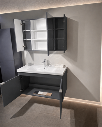Orka Desna 100 cm, Mat Antrasit, Banyo Dolabı Takımı, (Dolaplı Ayna), 5008733