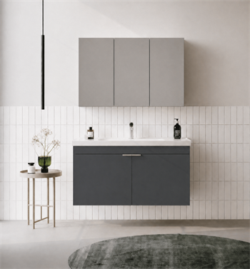 Orka Desna 100 cm, Mat Antrasit, Banyo Dolabı Takımı, (Dolaplı Ayna), 5008733