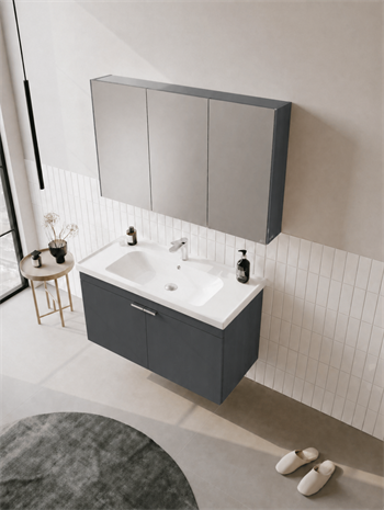 Orka Desna 100 cm, Mat Antrasit, Banyo Dolabı Takımı, (Dolaplı Ayna), 5008733