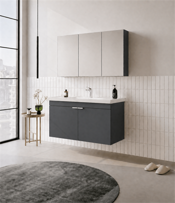 Orka Desna 100 cm, Mat Antrasit, Banyo Dolabı Takımı, (Dolaplı Ayna), 5008733