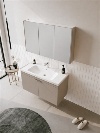 Orka Desna 100 cm, Çöl Beji, Banyo Dolabı Takımı, (Dolaplı Ayna), 5008749