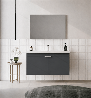 Orka Desna 100 cm, Mat Antrasit, Banyo Dolabı Takımı, (Düz Ayna), 5008745