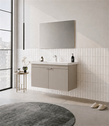 Orka Desna 100 cm, Çöl Beji, Banyo Dolabı Takımı, (Düz Ayna), 5008752