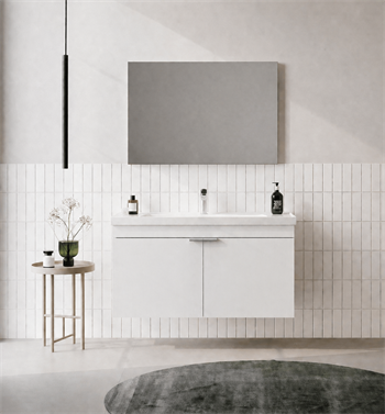 Orka Desna 100 cm, Mat Beyaz, Banyo Dolabı Takımı, (Düz Ayna), 5008744