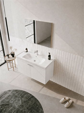Orka Desna 100 cm, Mat Beyaz, Banyo Dolabı Takımı, (Düz Ayna), 5008744
