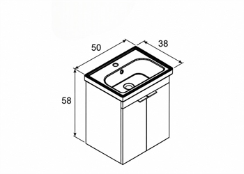 Orka Desna 50 cm, Mat Beyaz, Banyo Dolabı Alt Modül Ve Lavabo, 5007918