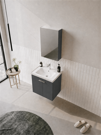 Orka Desna 50 cm, Mat Antrasit, Banyo Dolabı Takımı, (Dolaplı Ayna),, 5009173