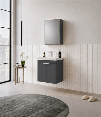 Orka Desna 50 cm, Mat Antrasit, Banyo Dolabı Takımı, (Dolaplı Ayna),, 5009173