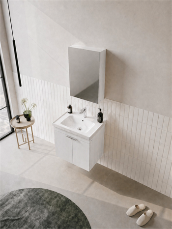 Orka Desna 50 cm, Mat Beyaz, Banyo Dolabı Takımı, (Dolaplı Ayna), 5009174