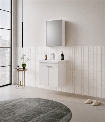 Orka Desna 50 cm, Mat Beyaz, Banyo Dolabı Takımı, (Dolaplı Ayna), 5009174