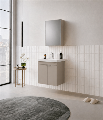 Orka Desna 50 cm, Çöl Beji, Banyo Dolabı Takımı, (Dolaplı Ayna), 5009176