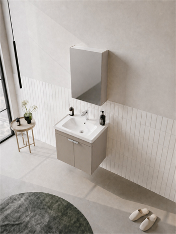 Orka Desna 50 cm, Çöl Beji, Banyo Dolabı Takımı, (Dolaplı Ayna), 5009176