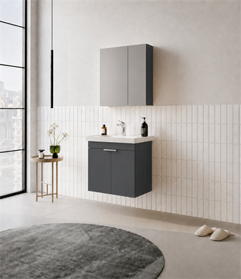 Orka Desna 60 cm, Mat Antrasit, Banyo Dolabı Takımı, (Dolaplı Ayna), 5007930