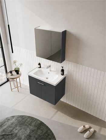 Orka Desna 60 cm, Mat Antrasit, Banyo Dolabı Takımı, (Dolaplı Ayna), 5007930