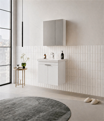 Orka Desna 60 cm, Mat Beyaz, Banyo Dolabı Takımı, (Dolaplı Ayna), 5007921