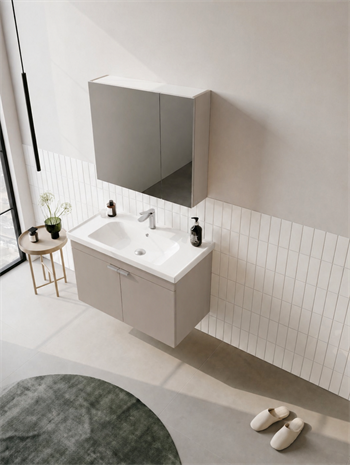Orka Desna 80 cm, Çöl Beji, Banyo Dolabı Takımı, (Dolaplı Ayna), 5008569