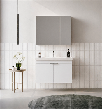 Orka Desna 80 cm, Mat Beyaz, Banyo Dolabı Takımı, (Dolaplı Ayna), 5007923