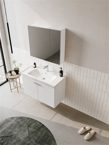 Orka Desna 80 cm, Mat Beyaz, Banyo Dolabı Takımı, (Dolaplı Ayna), 5007923