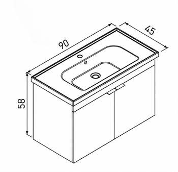 Orka Desna 90 cm, Çöl Beji, Banyo Dolabı Alt Modül Ve Lavabo, 5008573