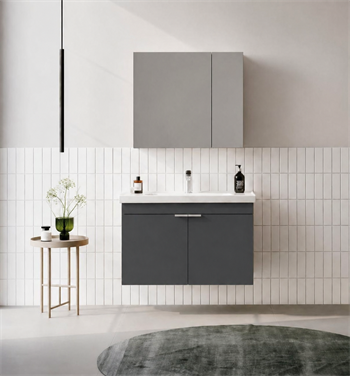 Orka Desna 90 cm, Mat Antrasit, Banyo Dolabı Takımı, (Dolaplı Ayna), 5007934