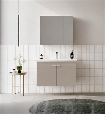 Orka Desna 90 cm, Çöl Beji, Banyo Dolabı Takımı, (Dolaplı Ayna), 5008575