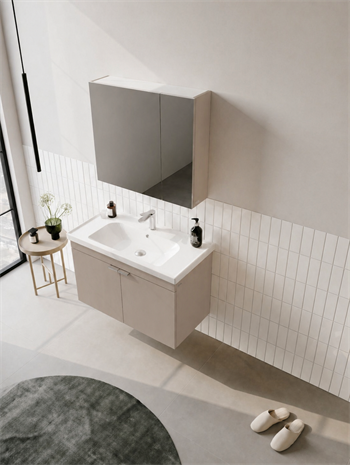 Orka Desna 90 cm, Çöl Beji, Banyo Dolabı Takımı, (Dolaplı Ayna), 5008575
