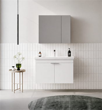 Orka Desna 90 cm, Mat Beyaz, Banyo Dolabı Takımı, (Dolaplı Ayna), 5007925