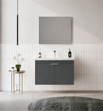 Orka Desna 90 cm, Mat Antrasit, Banyo Dolabı Takımı, (Düz Ayna), 5008553