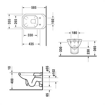 Duravit 1930 Asma Klozet (Yavaş Kapanır Kapak Dahil) Beyaz, 0182390075