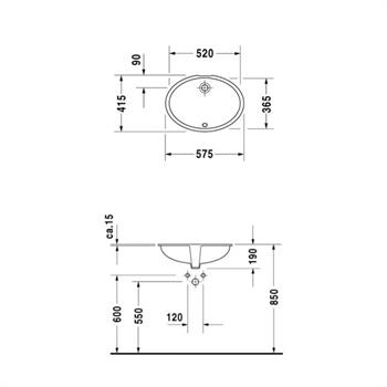 Duravit Lavabo Dune Tezgah Altı 52 x 36,5 cm, Alpin Beyaz 0481570000