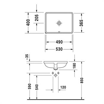 Duravit Lavabo Starck 3 Tezgah Altı Alpin Beyaz, 0305490000