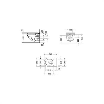 Duravit Starck 3 Kanalsız Rimless Asma Klozet (Özel Kutuda, Yavaş Kapanır Kapak Dahil) 45273900A1