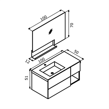 Orka Milano 100 cm Mat Yeşil Banyo Dolabı Takımı