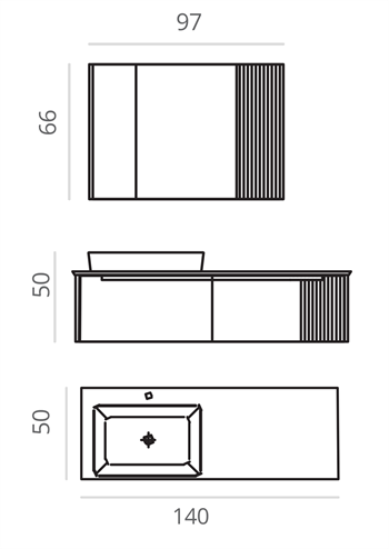 Orka Biella 140 cm Antrasit Banyo Dolabı Takımı