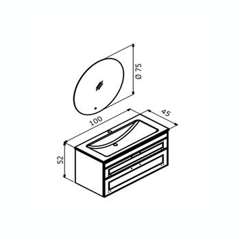 Orka Limpo 100 cm Mat Beyaz Banyo Dolabı Takımı