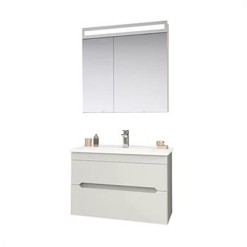 Orka Varna 80 cm Mat Kaşmir Banyo Dolabı Takımı (Ledli-Dolaplı Ayna)