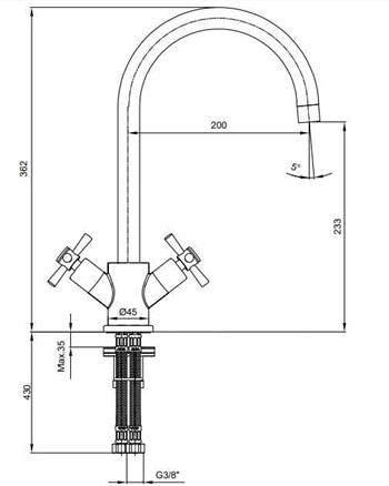 ECA Quadrille Tek Gövde Mutfak Eviye Bataryası Krom, 102108488