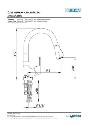ECA Spylos Spiralli Mutfak Eviye Bataryası Krom, 102118142