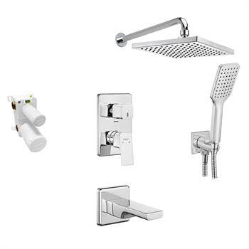 ECA Tiera 3 Yollu Ankastre Banyo Bataryası, Kare Tepe ve El Duşu, Çıkış Ucu Seti, Krom, 102199770Eca102199770Ankastre Duş Setleri