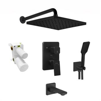 ECA Tiera 3 Yollu Ankastre Banyo Bataryası, Kare Tepe ve El Duşu, Çıkış Ucu Seti, Mat Siyah, 1029970C1Eca102199770C1Ankastre Duş Setleri