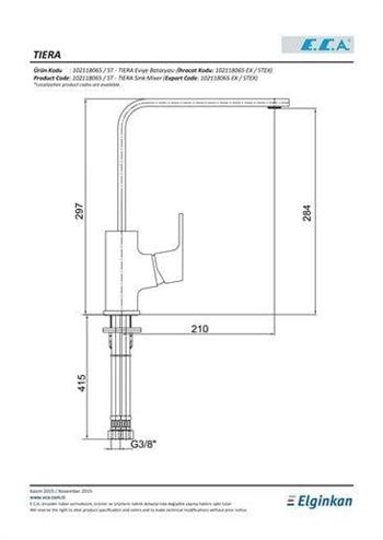 ECA Tiera Mutfak Eviye Bataryası Mat Siyah, 102118123C1