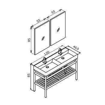 Orka CapeTown Banyo Dolabı Takımı, 120 cm (Parlak Beyaz Çift Lavabo), 5003247