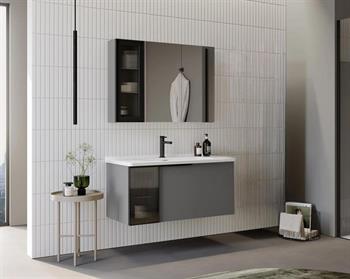 Orka Pure 80 cm Mat Gri Banyo Dolabı Takımı